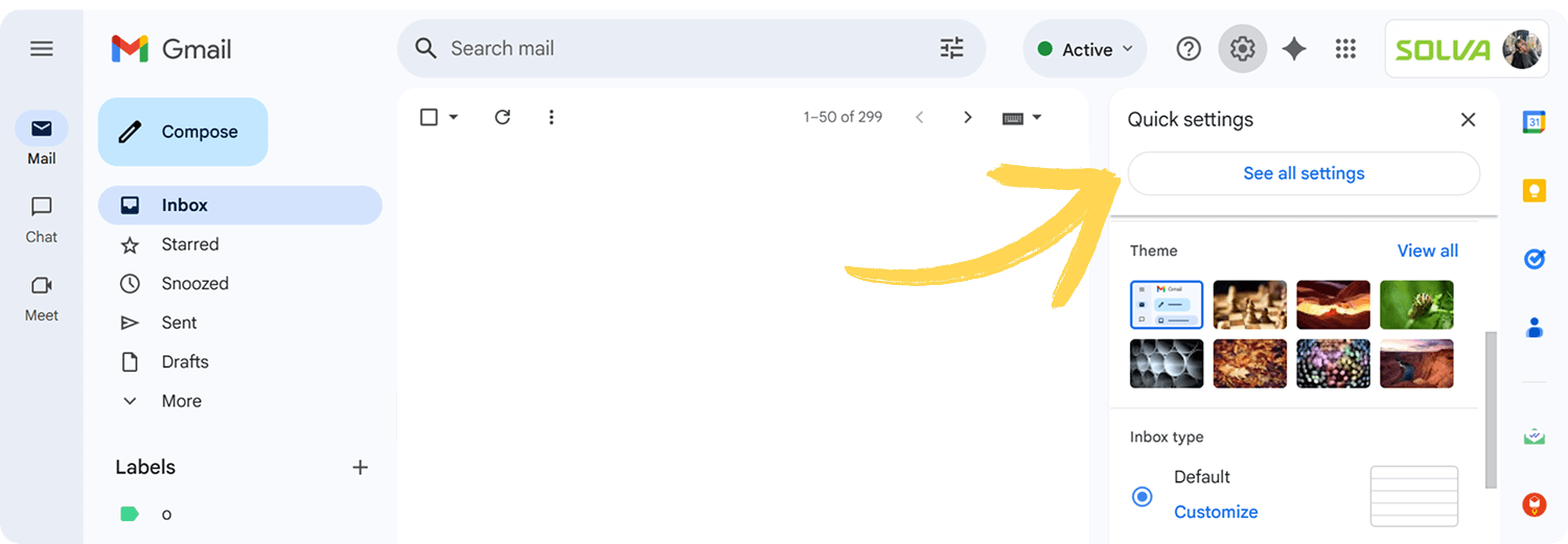 Open Gmail Signature Settings