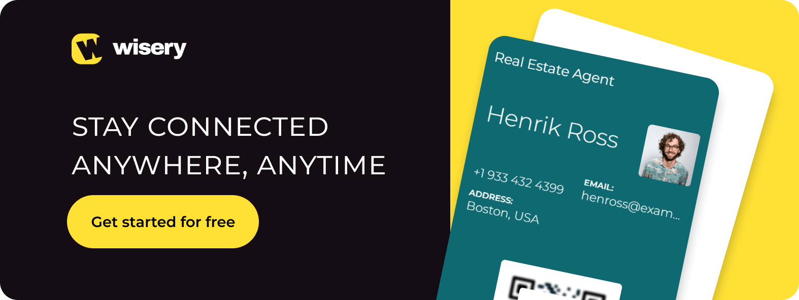 Wisery banner for craeting digital business cards